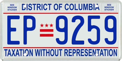 DC license plate EP9259