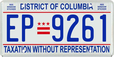 DC license plate EP9261