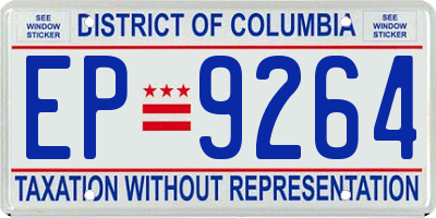 DC license plate EP9264