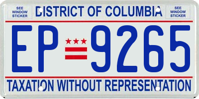 DC license plate EP9265