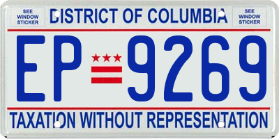 DC license plate EP9269