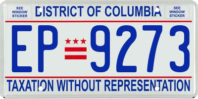 DC license plate EP9273