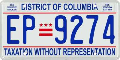 DC license plate EP9274