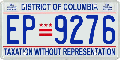DC license plate EP9276