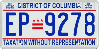 DC license plate EP9278