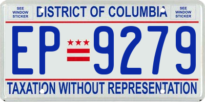 DC license plate EP9279
