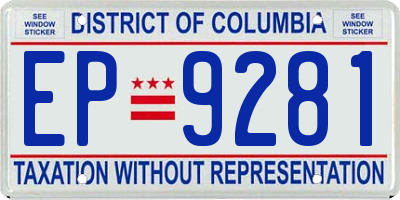 DC license plate EP9281