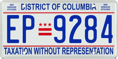 DC license plate EP9284