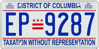 DC license plate EP9287