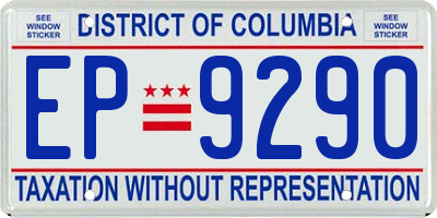 DC license plate EP9290