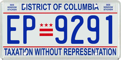 DC license plate EP9291
