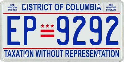 DC license plate EP9292