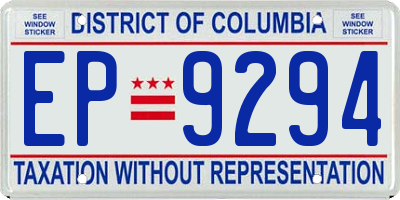 DC license plate EP9294