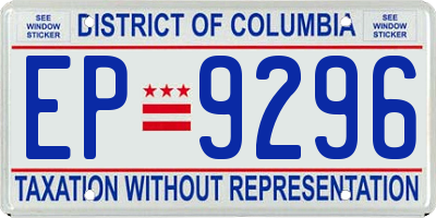 DC license plate EP9296