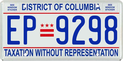 DC license plate EP9298