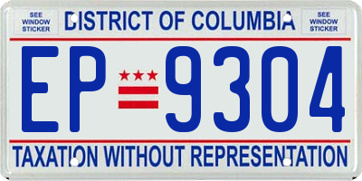 DC license plate EP9304