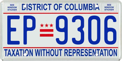 DC license plate EP9306