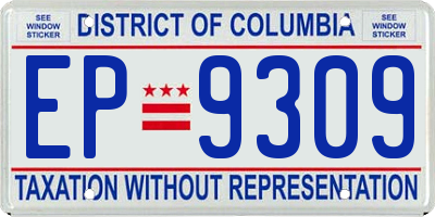 DC license plate EP9309