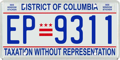DC license plate EP9311