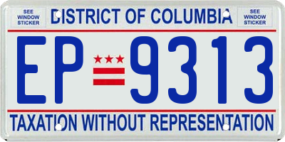 DC license plate EP9313