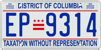 DC license plate EP9314