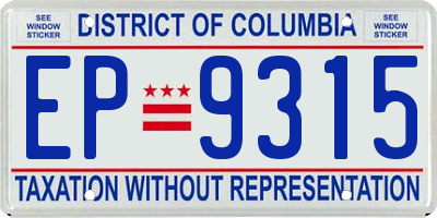 DC license plate EP9315