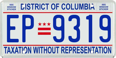 DC license plate EP9319