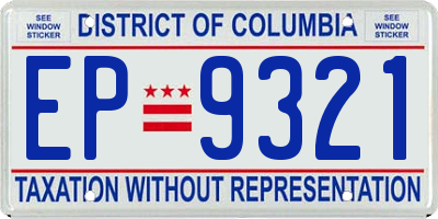 DC license plate EP9321
