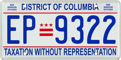 DC license plate EP9322
