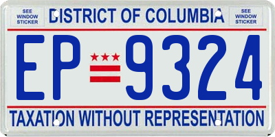 DC license plate EP9324