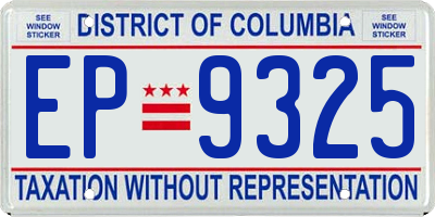DC license plate EP9325