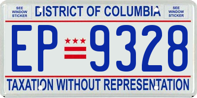 DC license plate EP9328