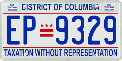 DC license plate EP9329
