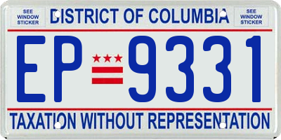 DC license plate EP9331