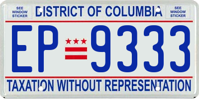DC license plate EP9333
