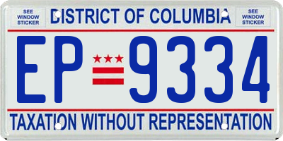 DC license plate EP9334