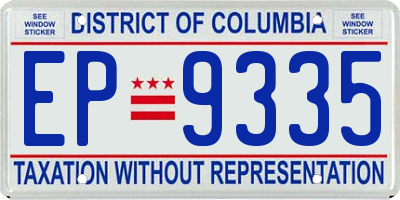 DC license plate EP9335