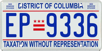 DC license plate EP9336