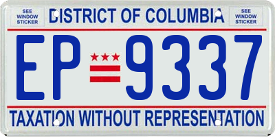 DC license plate EP9337
