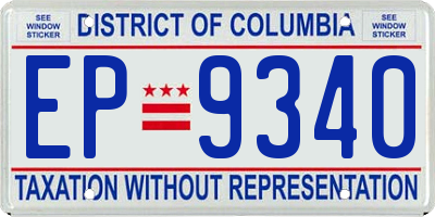 DC license plate EP9340