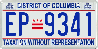 DC license plate EP9341