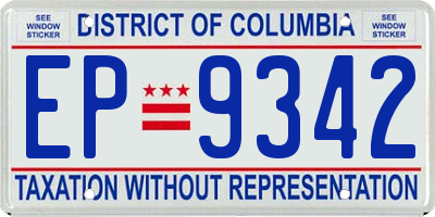 DC license plate EP9342