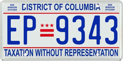 DC license plate EP9343