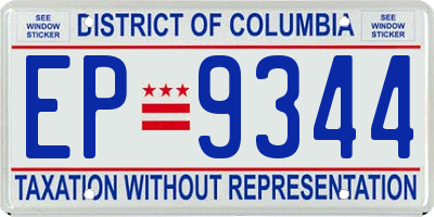 DC license plate EP9344