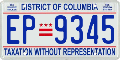 DC license plate EP9345