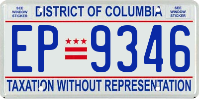 DC license plate EP9346