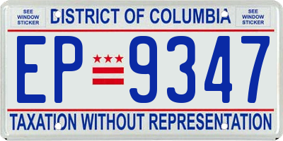 DC license plate EP9347