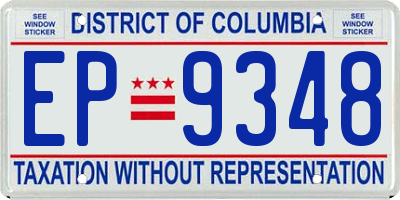 DC license plate EP9348