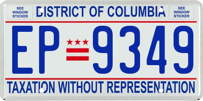 DC license plate EP9349