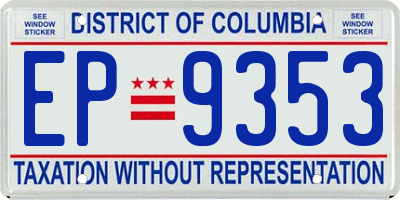 DC license plate EP9353